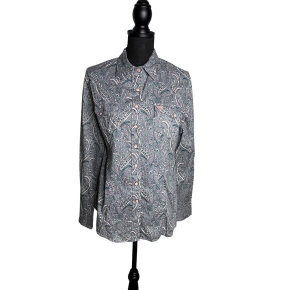 Cinch Women’s Western Pearl Snap Down Cotton Paisley Print Shirt L - Picture 1 of 13